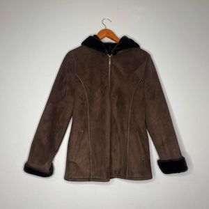 Marvin Richards Chocolate Brown Faux Suede and Fur Lined Jacket R